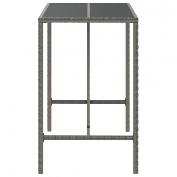 Table de bar et dessus en verre gris 110x70x110 cm poly rotin