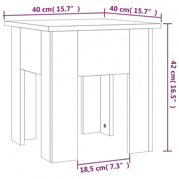 Table basse Chêne fumé 40x40x42 cm Aggloméré