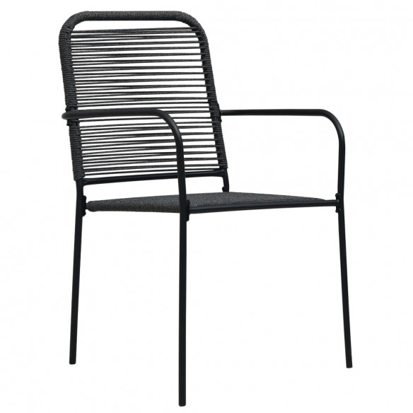 Chaises de jardin 4 pcs Corde en coton et acier Noir