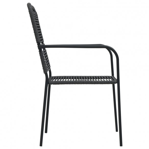 Chaises de jardin 4 pcs Corde en coton et acier Noir