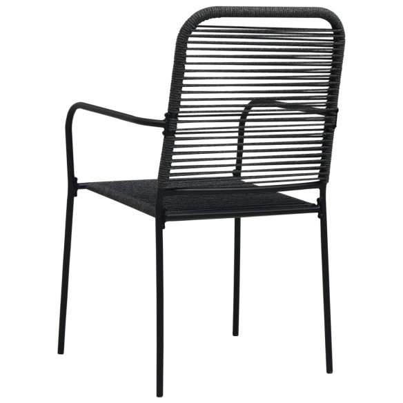 Chaises de jardin 4 pcs Corde en coton et acier Noir