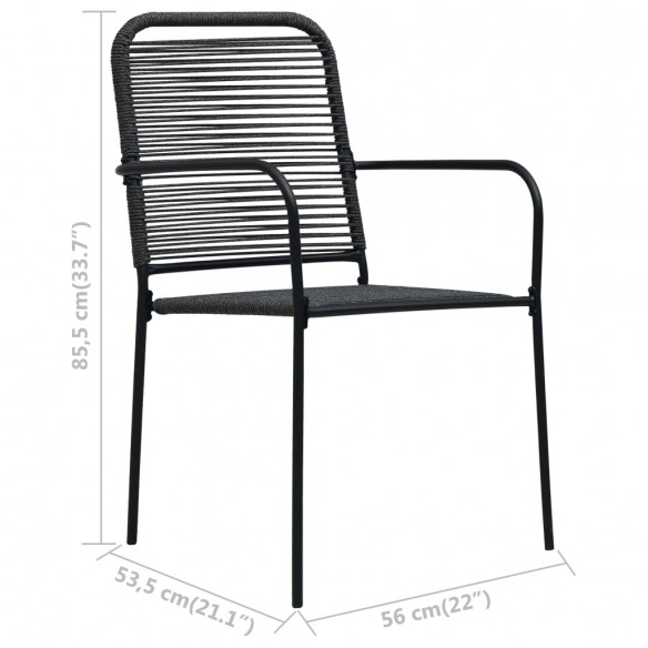 Chaises de jardin 4 pcs Corde en coton et acier Noir