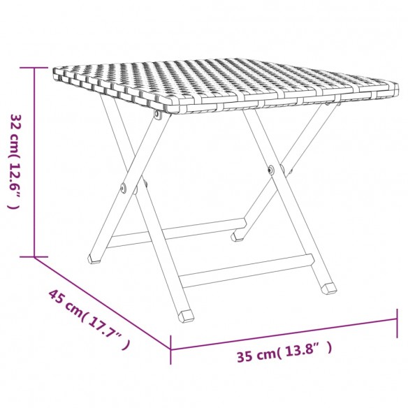 Table pliable marron 45x35x32 cm résine tressée