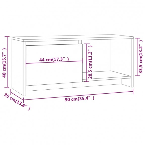 Meuble TV Chêne marron 90x35x40 cm Aggloméré