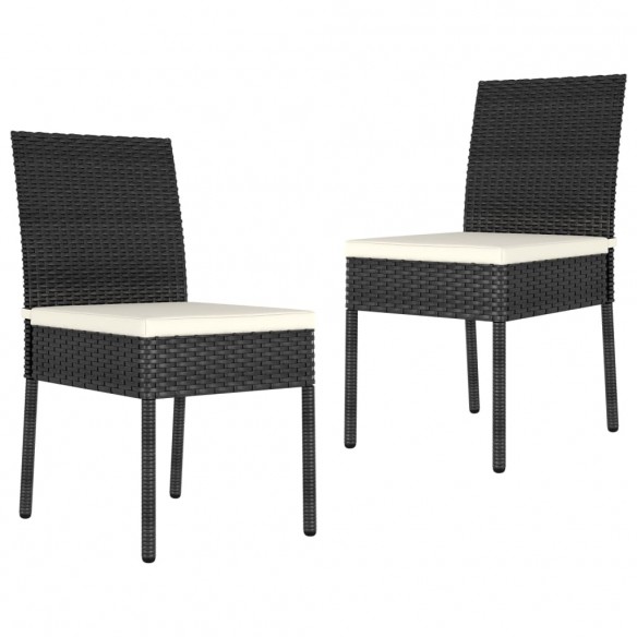 Chaises de salle à manger de jardin 2 pcs Résine tressée Noir