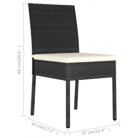 Chaises de salle à manger de jardin 2 pcs Résine tressée Noir