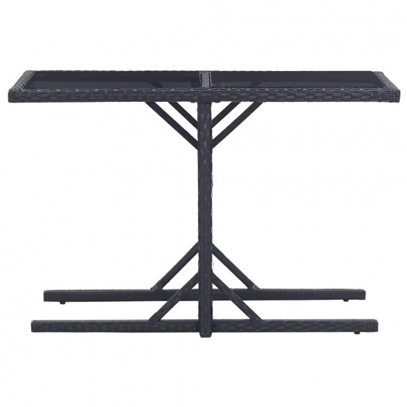 Table de jardin Noir 110x53x72 cm Verre et résine tressée