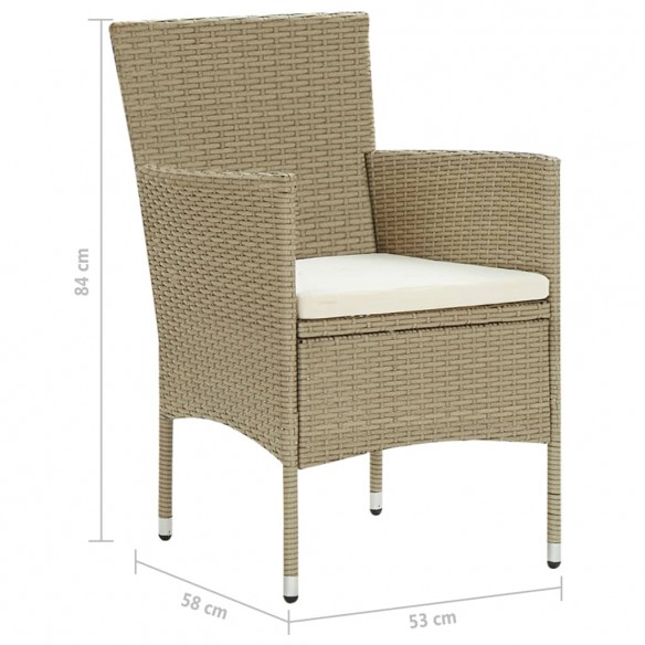 Chaises de salle à manger de jardin 2 pcs Résine tressée Beige