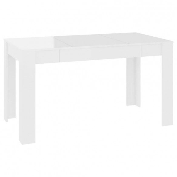 Table à manger blanc brillant 140x74,5x76 cm bois d'ingénierie