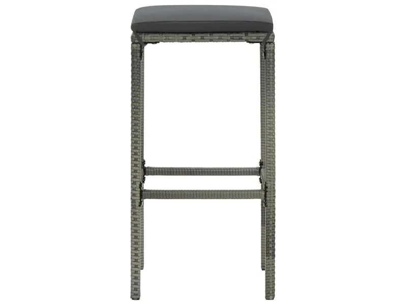 Tabourets de bar avec coussins lot de 2 gris résine tressée