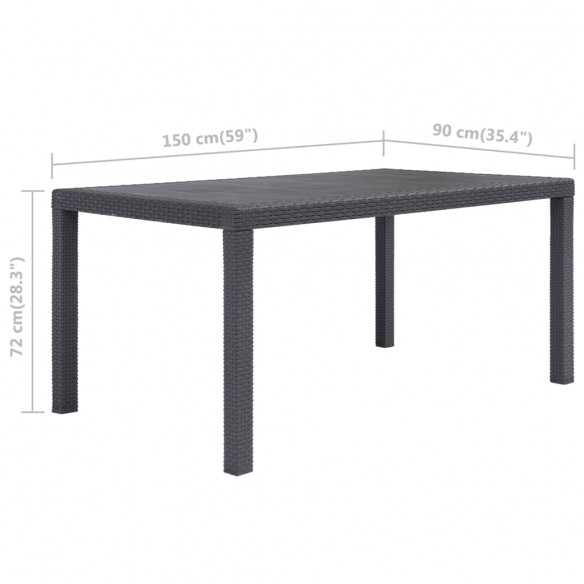 Table de jardin Marron 150x90x72 cm Plastique Aspect de rotin