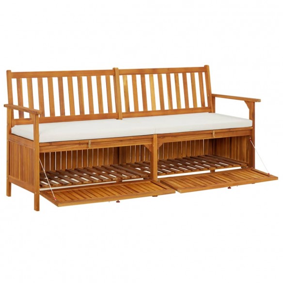 Banc de rangement avec coussin 170 cm Bois d'acacia solide