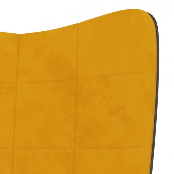 Chaise de détente et repose-pied Jaune moutarde Velours et PVC