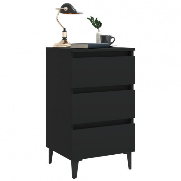 Tables de chevet avec pieds en métal 2 pcs Noir 40x35x69 cm