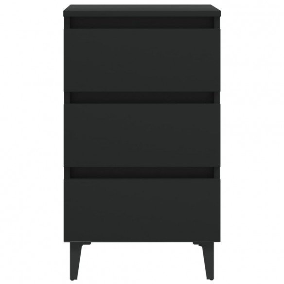 Tables de chevet avec pieds en métal 2 pcs Noir 40x35x69 cm