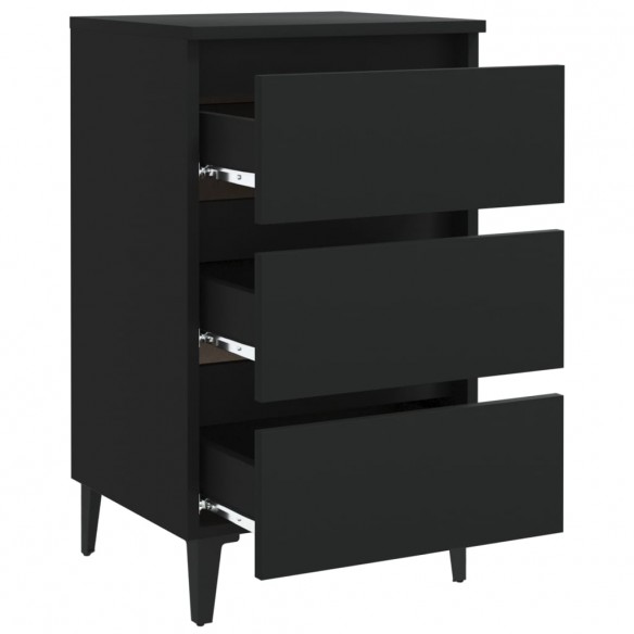 Tables de chevet avec pieds en métal 2 pcs Noir 40x35x69 cm