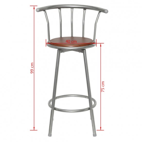 Tabourets de bar lot de 2 marron acier