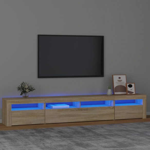 Meuble TV avec lumières LED Chêne sonoma 240x35x40 cm