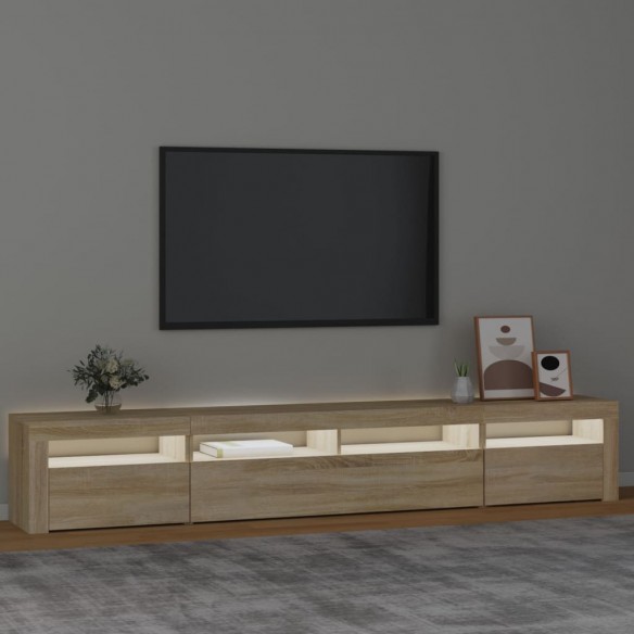 Meuble TV avec lumières LED Chêne sonoma 240x35x40 cm