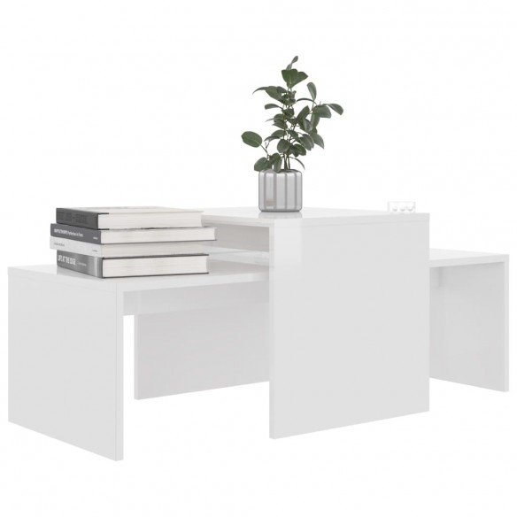 Ensemble de tables basses Blanc brillant 100x48x40 cm Aggloméré