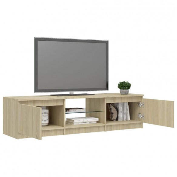 Meuble TV avec lumières LED chêne sonoma 140x40x35,5 cm