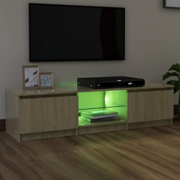 Meuble TV avec lumières LED chêne sonoma 140x40x35,5 cm