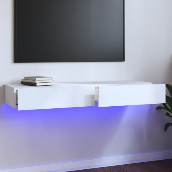 Meuble TV avec lumières LED Blanc 120x35x15,5 cm