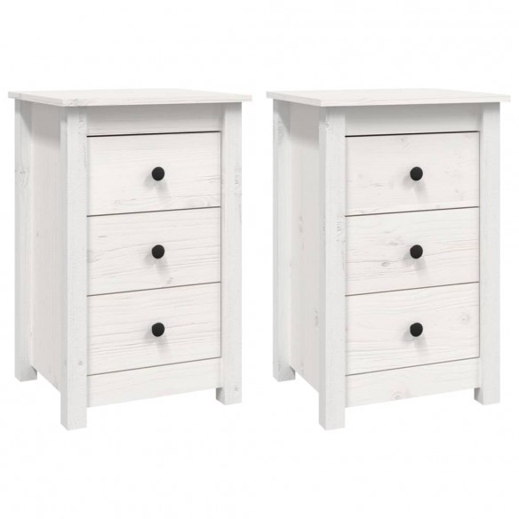 Tables de chevet 2 pcs Blanc 40x35x61,5 cm Bois de pin massif