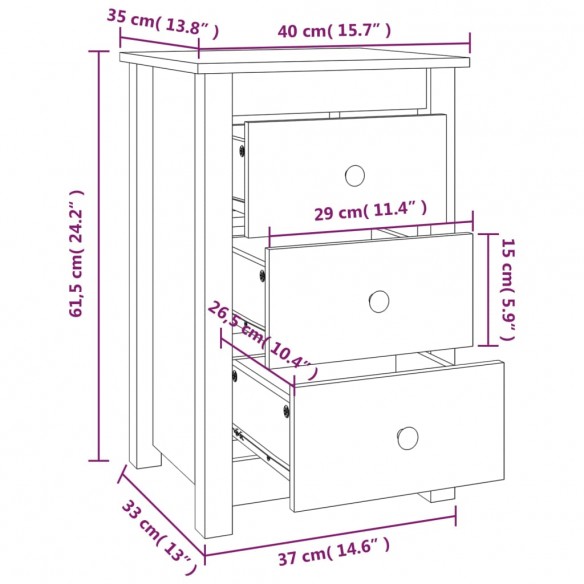 Tables de chevet 2 pcs Blanc 40x35x61,5 cm Bois de pin massif