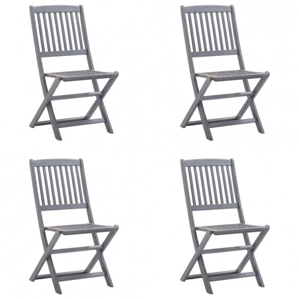 Chaises pliables d'extérieur 4 pcs avec coussins Bois d'acacia