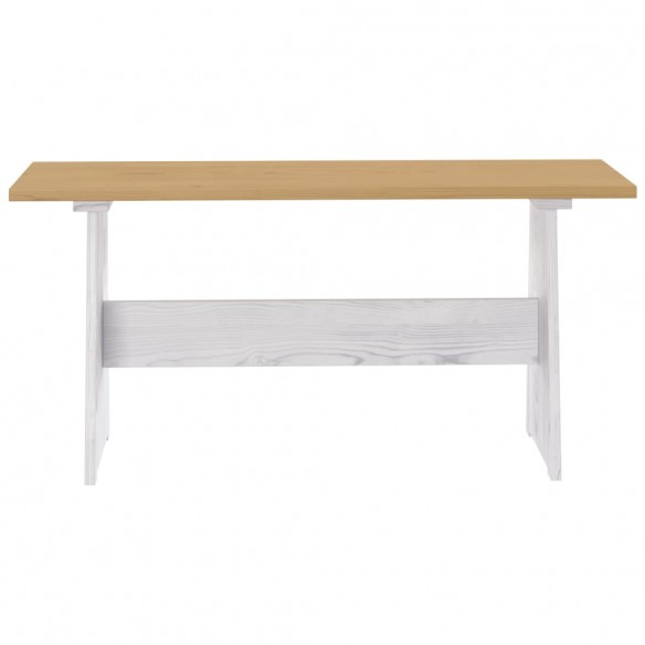 Table à manger avec banc Marron miel et blanc Pin solide