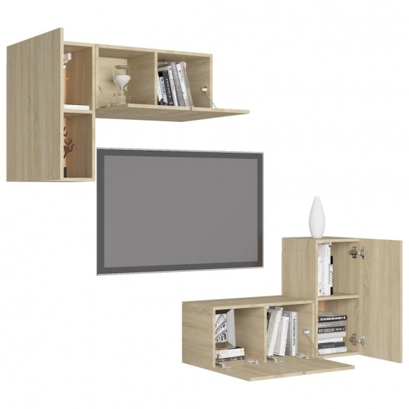 Ensemble de meubles TV 4 pcs Chêne sonoma Aggloméré