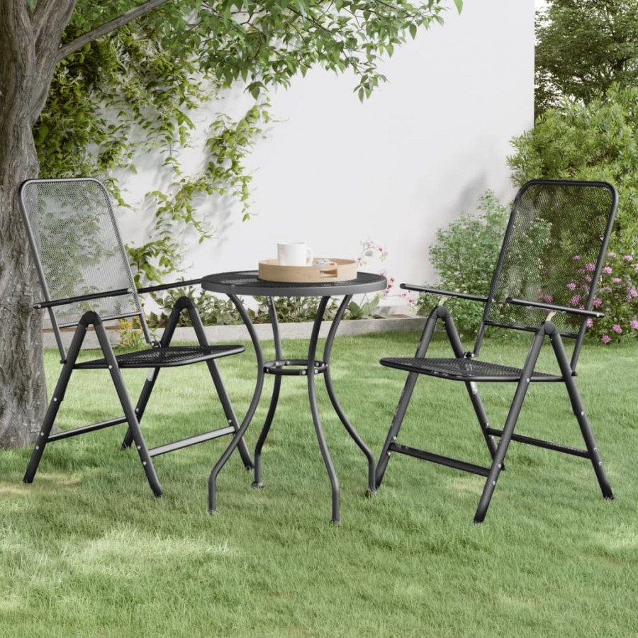 Table de jardin Ø60x72 cm Maille métallique Anthracite