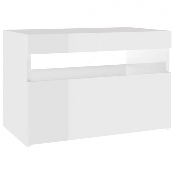 Tables de chevet lumières LED 2 pcs blanc brillant 60x35x40 cm