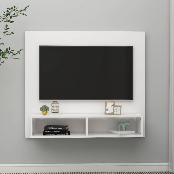 Meuble TV mural Blanc 102x23,5x90 cm Aggloméré