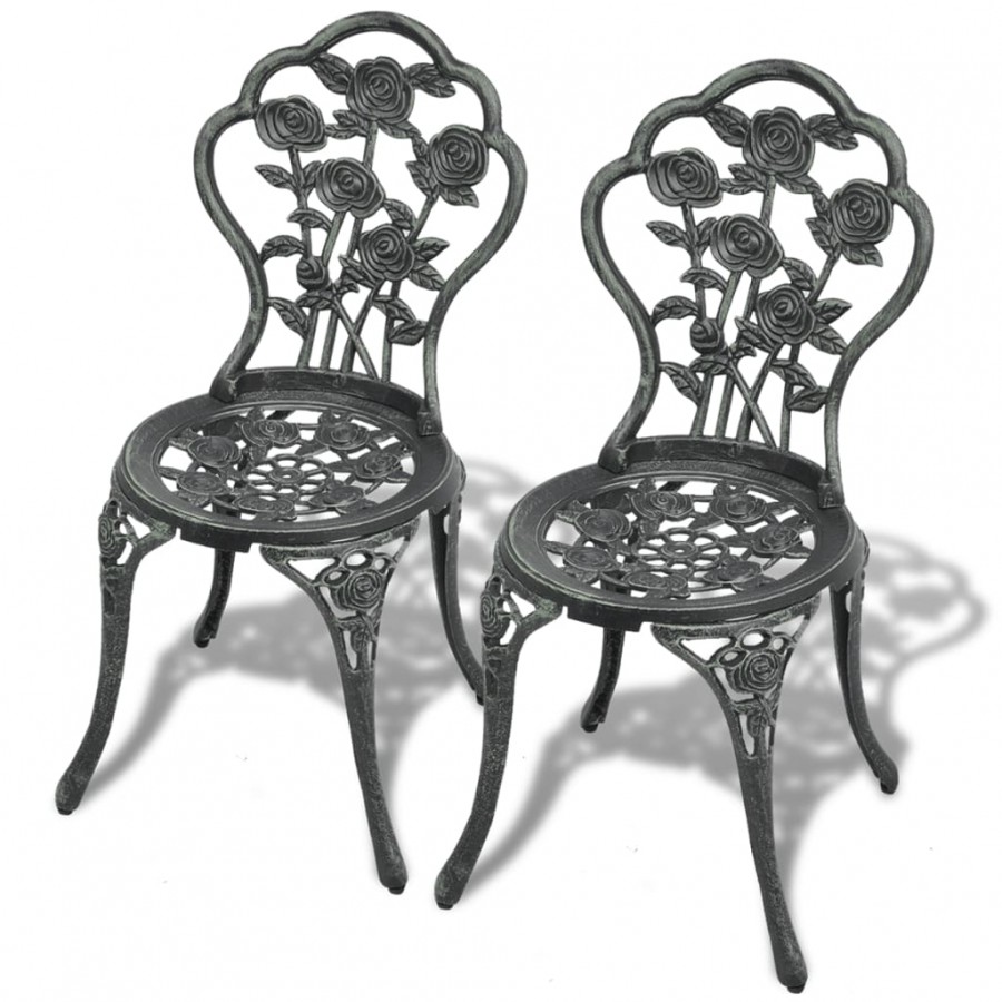 Chaises de bistro 2 pcs Aluminium coulé Vert