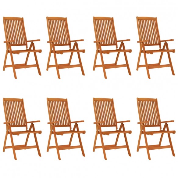 Chaises de jardin pliables 8 pcs Bois d'eucalyptus massif