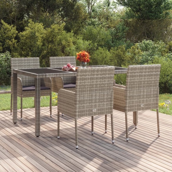 Chaises de jardin avec coussins 4 pcs Résine tressée Gris