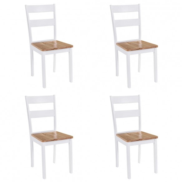 Chaises à manger lot de 4 blanc bois d'hévéa massif