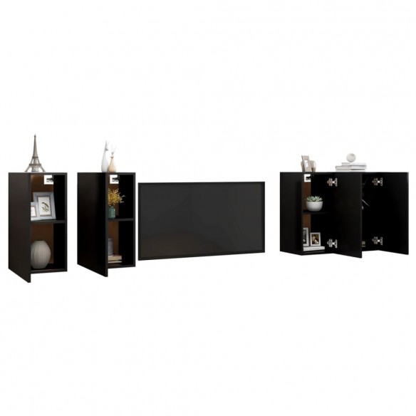 Meubles TV 4 pcs Noir 30,5x30x60 cm Aggloméré