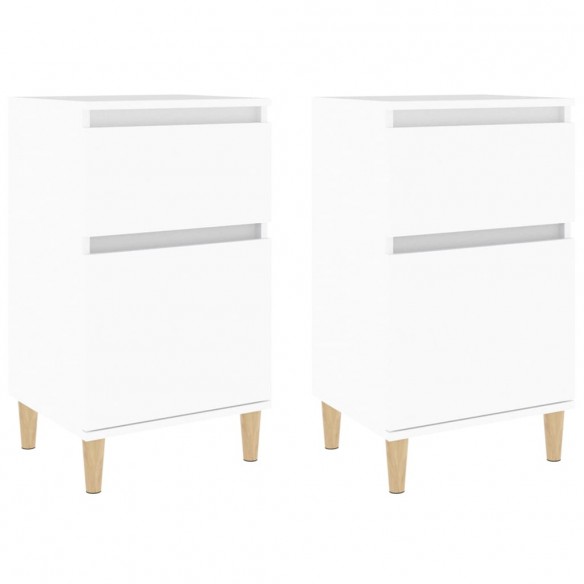 Tables de chevet 2 pcs blanc 40x35x70 cm