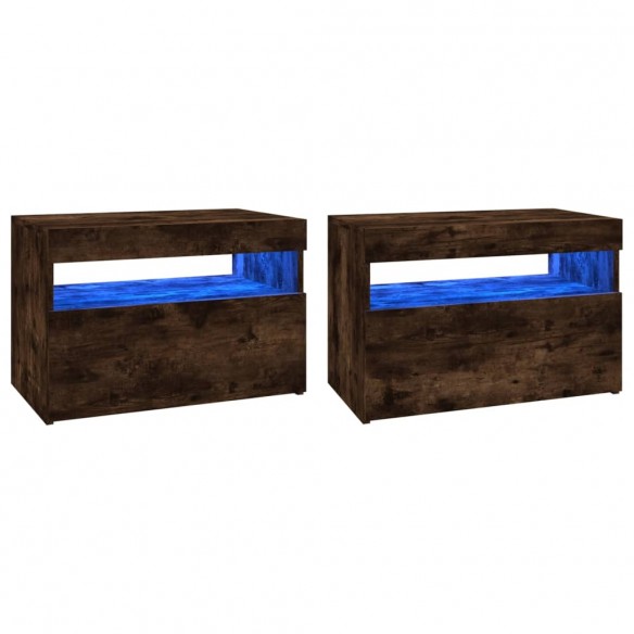 Meubles TV 2 pcs avec lumières LED Chêne fumé 60x35x40 cm