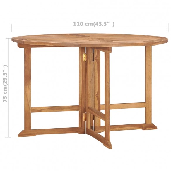 Table à dîner de jardin pliable Ø110x75 cm Bois massif de teck