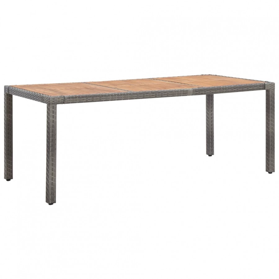 Table de jardin Gris 190x90x75cm Résine tressée et acacia