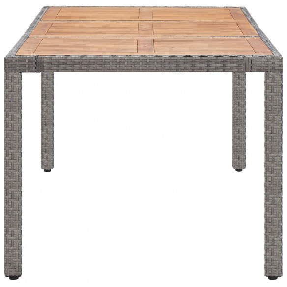 Table de jardin Gris 190x90x75cm Résine tressée et acacia