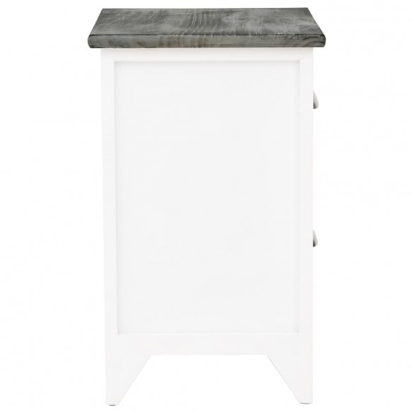 Table de chevet Gris et blanc 38x28x45 cm Bois de Paulownia