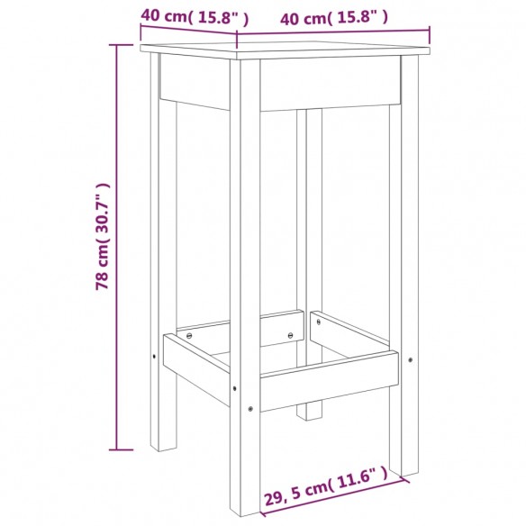 Chaises de bar lot de 2 gris 40x40x78 cm bois de pin solide