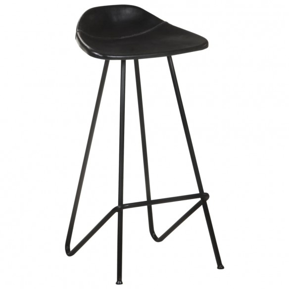 Tabourets de bar lot de 2 noir cuir véritable