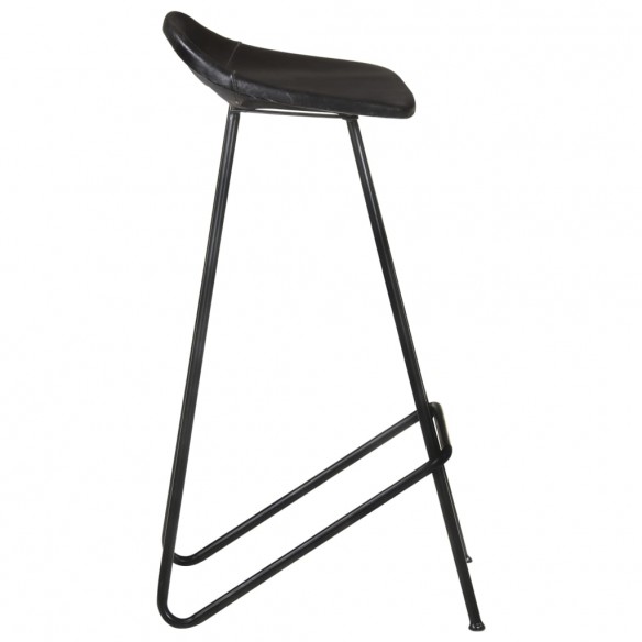 Tabourets de bar lot de 2 noir cuir véritable