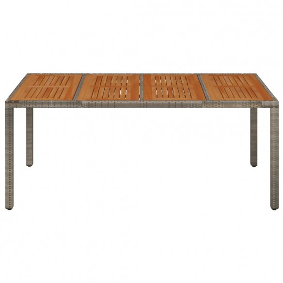 Table de jardin dessus en bois Gris 190x90x75 cm Résine tressée